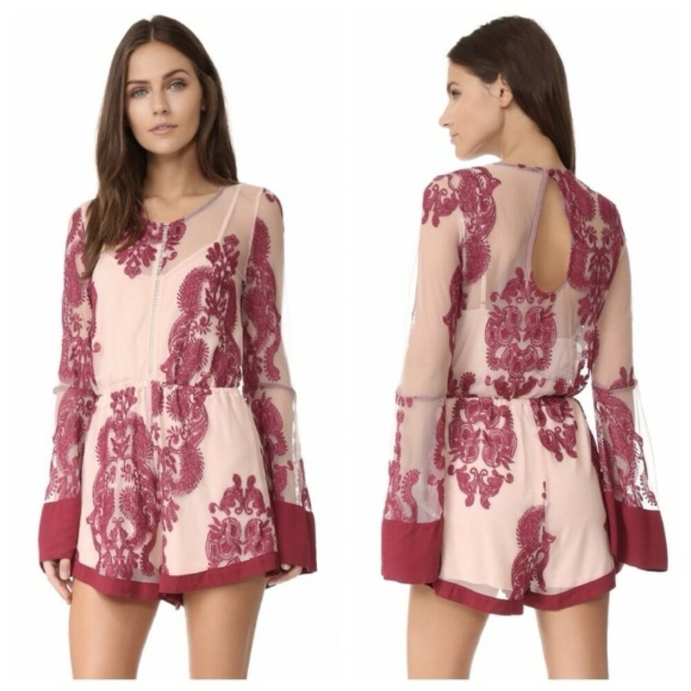 Mink pink lace romper